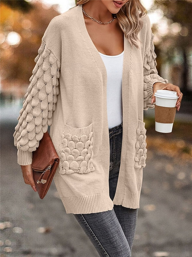 Cardigan con manica ricamata