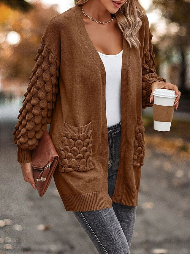 Cardigan con manica ricamata